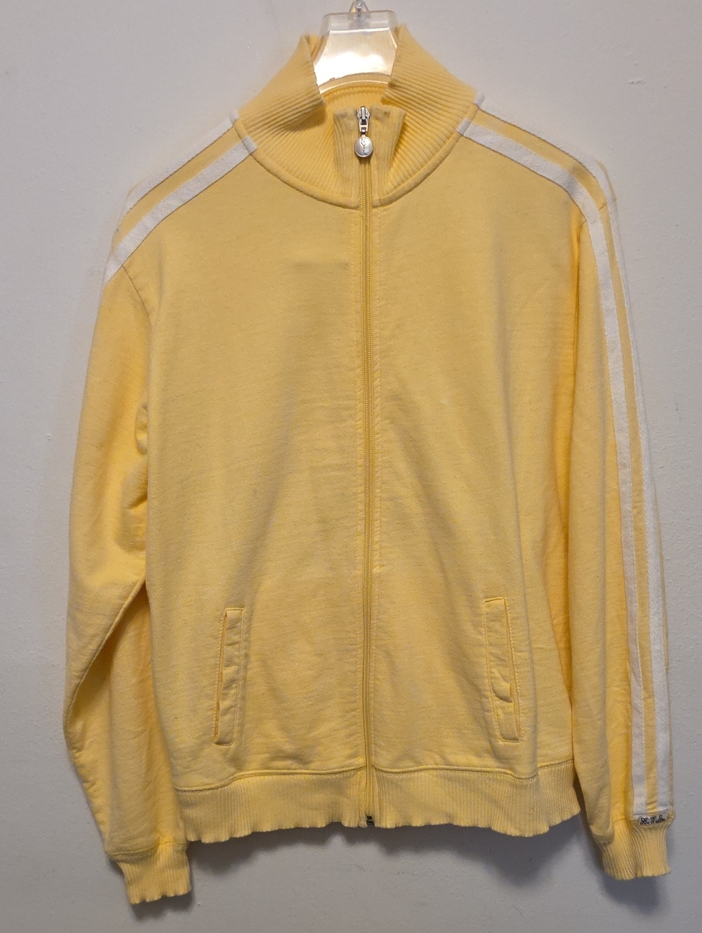 New York Laundry Yellow Zip-Up Track Jacket with White Stripes